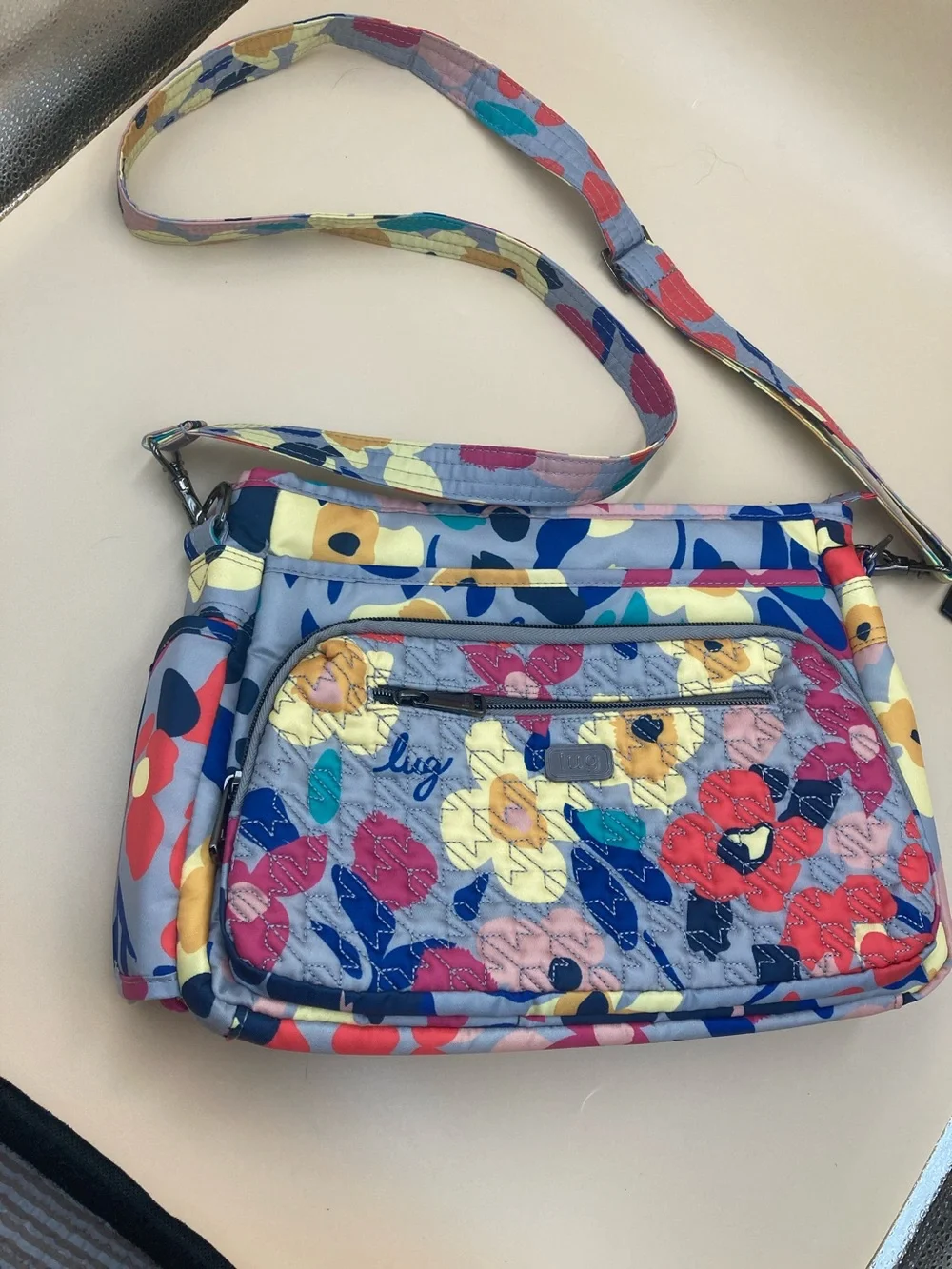 lug Floral Quilted Crossbody Bag - Blue, Red, Yellow, Pink